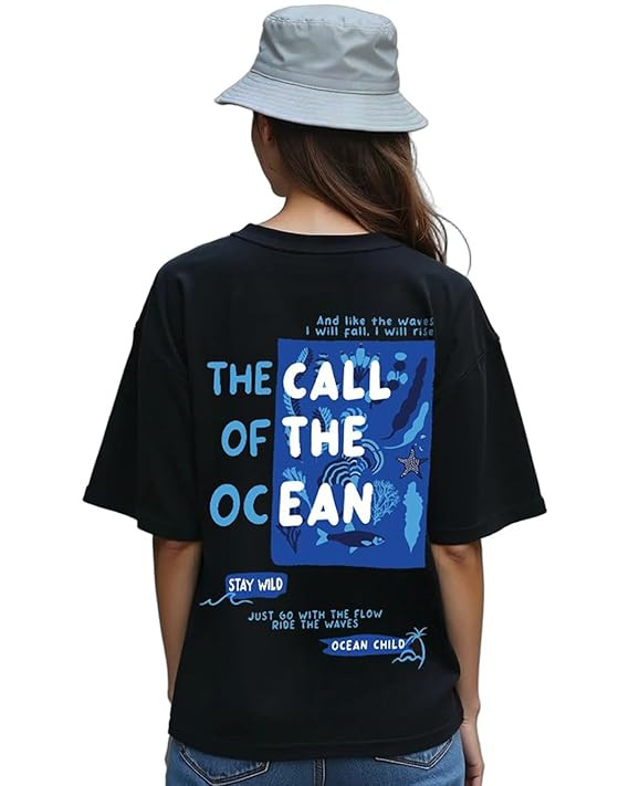 Bewakoof Women's 100% Cotton Graphic Print Oversized Fit Round Neck T-Shirt