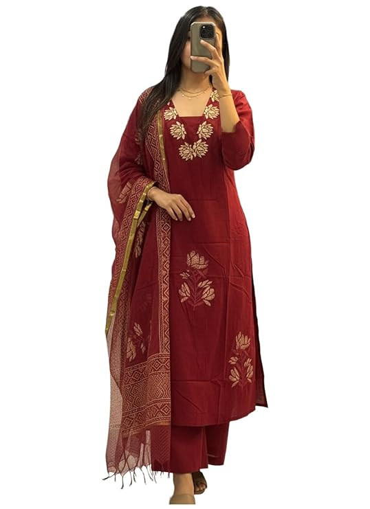 ANNI Designer Women’s Rayon Viscose Straight Printed Embroidered Kurta with Pant & Dupatta | Ethnic Kurta Set for Women | Daily, Office & Festive Traditional