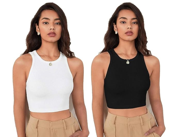 Women's Cotton Rib Strechable Tank Tops/Crop Tops