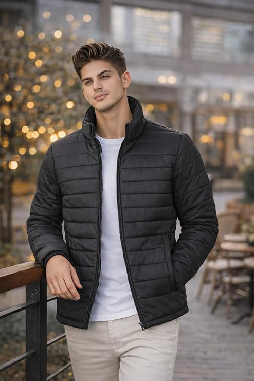 Ben Martin Men’s Black Quilted Winter Jackets || Lightweight Puffer Jacket for Men || Full Sleeve Stand Collar Jacket:s || Warm & Comfortable Winter Wear || Casual & Travel Jacket' for Men