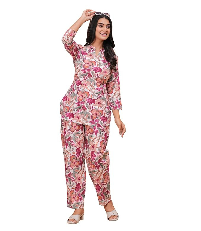 Women's Floral Printed Straight Cord Set |Ethnic Set |Lounge wear for Women