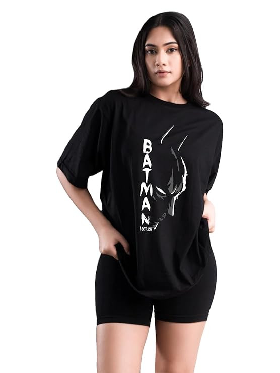 Women's cotton Oversized Fit Oversized Half Sleeve Tshirt, Round Neck Longline Drop Shoulder T-Shirt