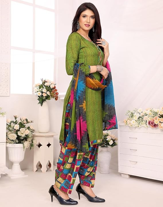 Yashika Women's Crepe Printed Unstitched Dress Material & Unstitched Salwar Suit Material With Dupatta_AZ-YS-P1-SOBHNA MEHENDI