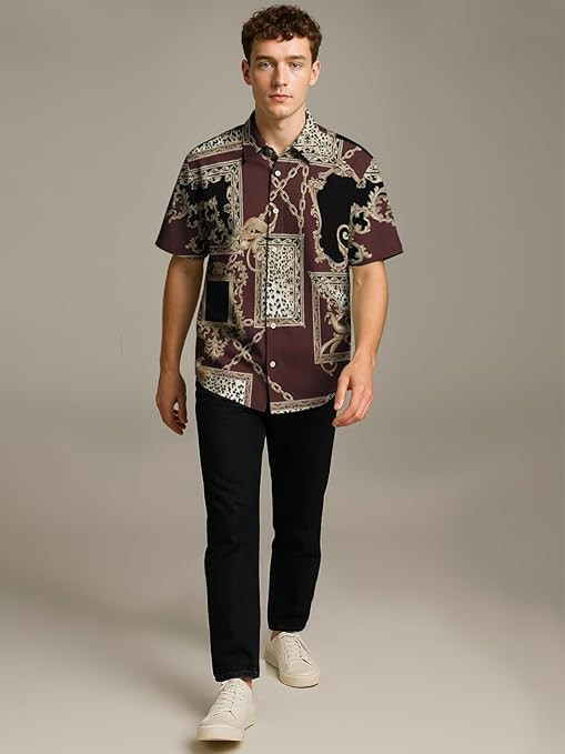 BULLMER Trendy Regular Fit Cotton Blend Printed Casual Half Sleeve Shirt for Men | Stylish Mens Casual Shirts | Shirts for Men
