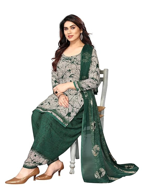Sidhidata Women's Women's Crepe Printed Patiyala Salwar Suit Dress Material Suit (DM Janjaal Green_Green_Unstitched)