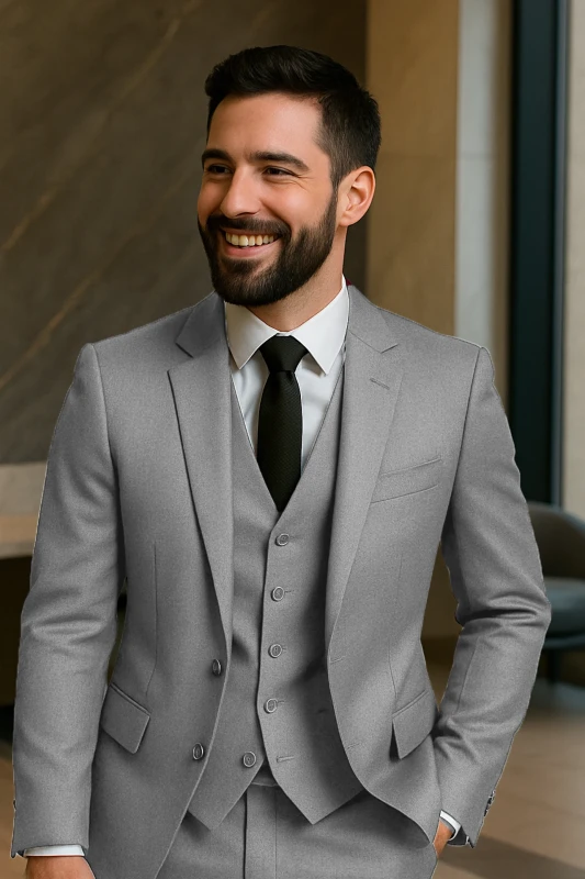 VERTICALS Men Men 3 Piece Suit Solid Suit